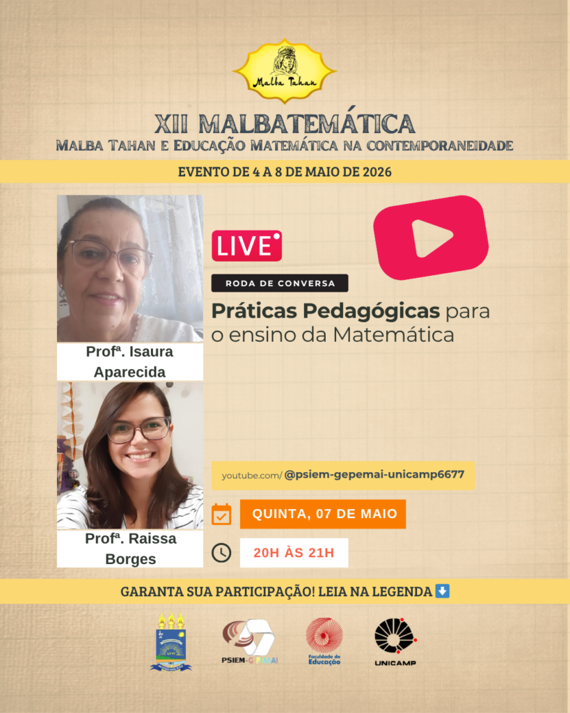 Card de conferência do evento Malbatemática com destaque “LIVE”.